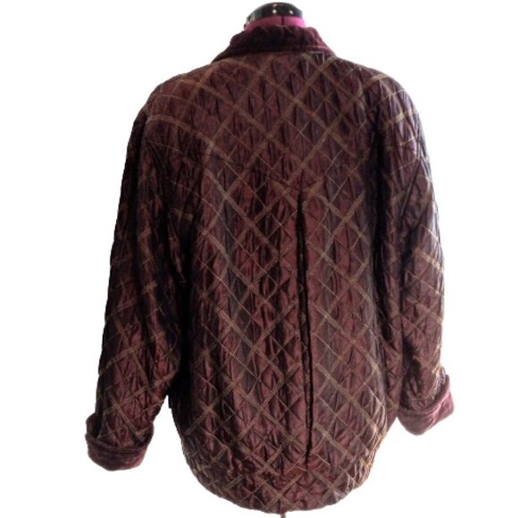 Vintage Burgundy Red Escada Silk Wool Cotton Velvet Quilted Jacket - Picture 3 of 13